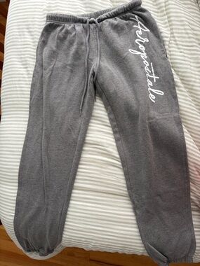 Aeropostale Gray Fleece Joggers with Logo Tag